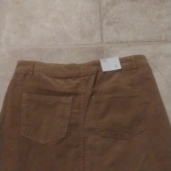 Tan Corduroy Mini Skirt Raw Hem - Picture 6 of 8